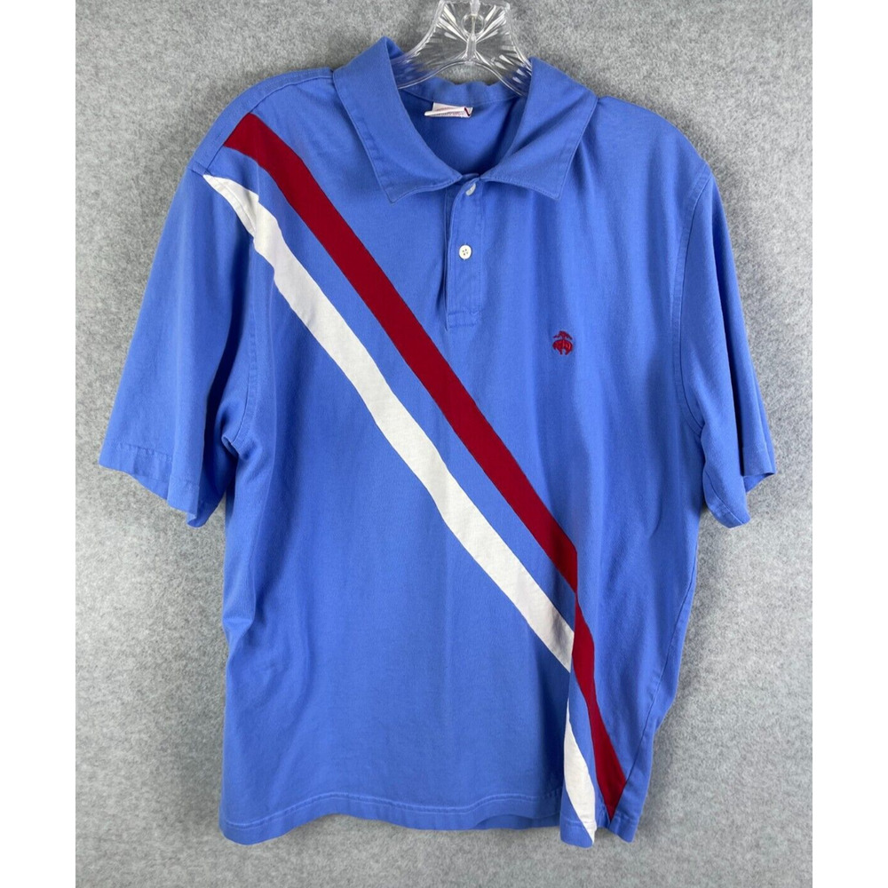 Brooks Brother's Polo Shirt Men's Size XL Blue Slash 100% Cotton Polo Style